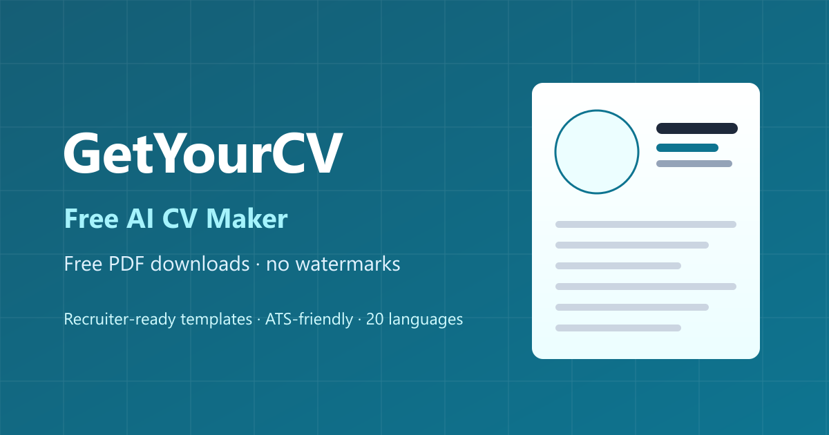 Tabular CV template | GetYourCV