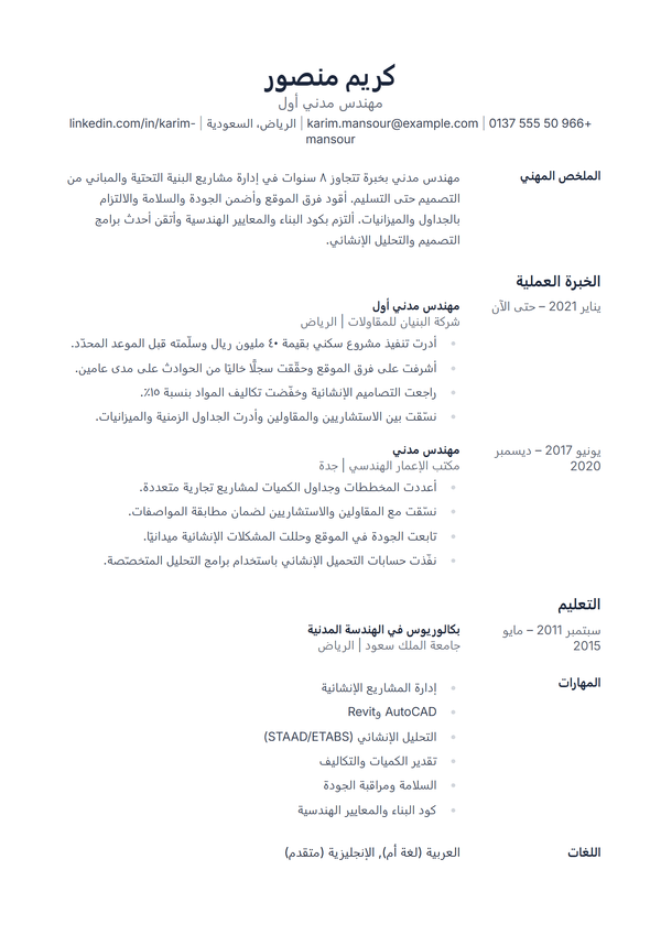 Ledger — قالب سيرة ذاتية