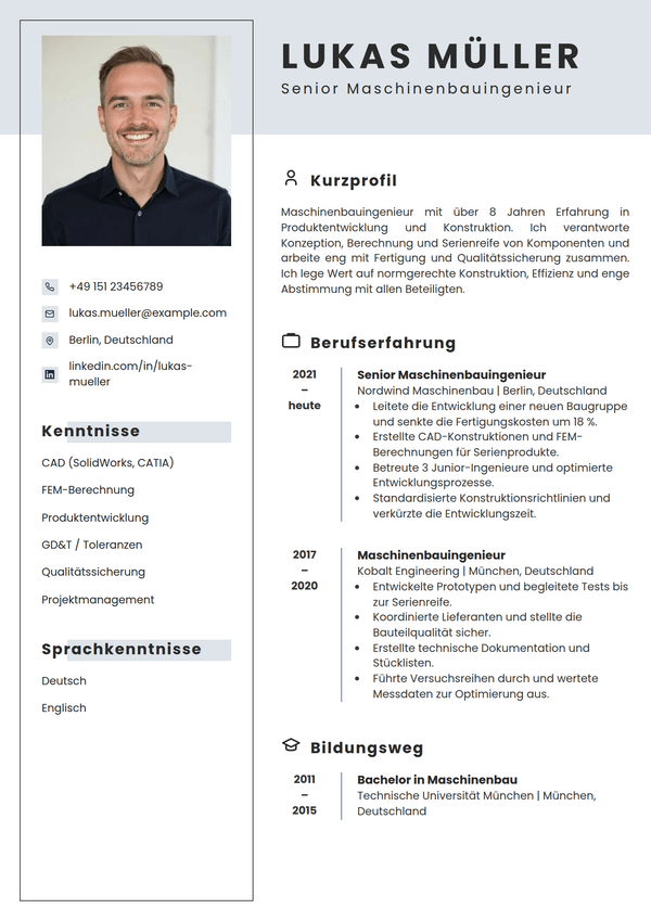 Atelier — Lebenslauf-Vorlage