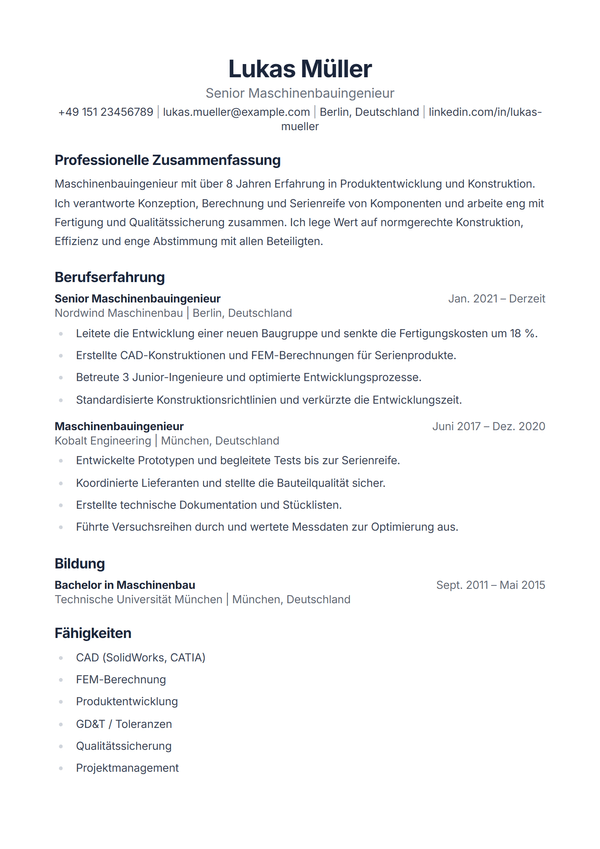 Classic — Lebenslauf-Vorlage