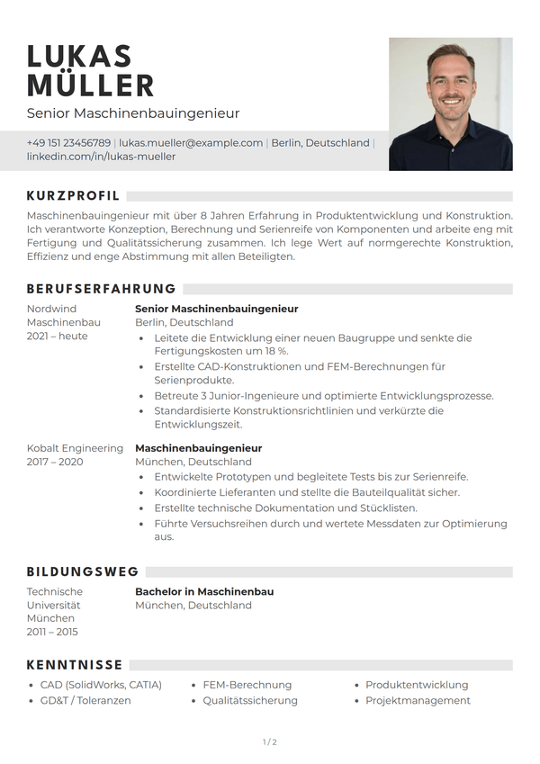 Graphite — Lebenslauf-Vorlage