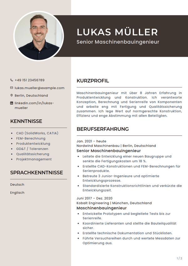 Mocha — Lebenslauf-Vorlage
