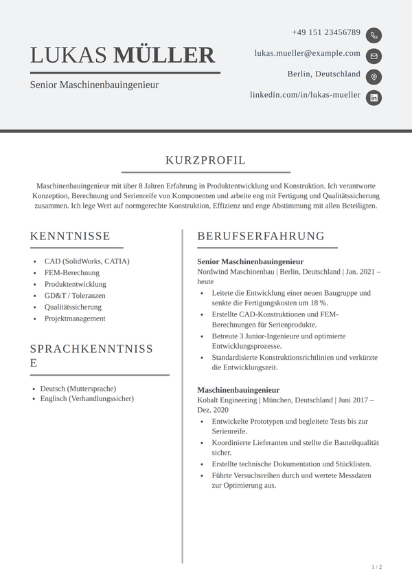 Quill — Lebenslauf-Vorlage
