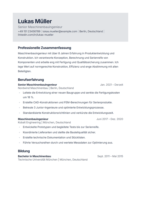 Slate — Lebenslauf-Vorlage