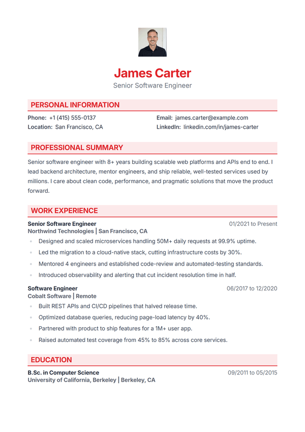Coral — CV template