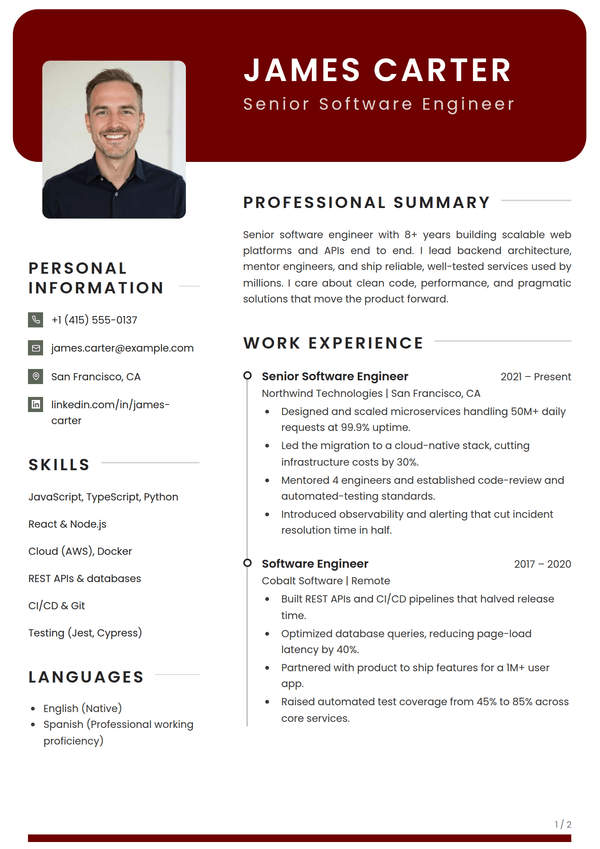 Crimson — CV template