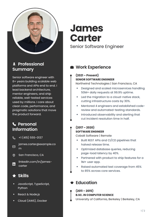Ebony — CV template