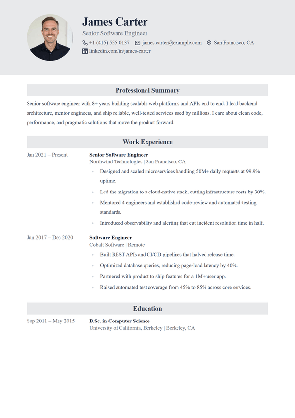 Heritage — CV template