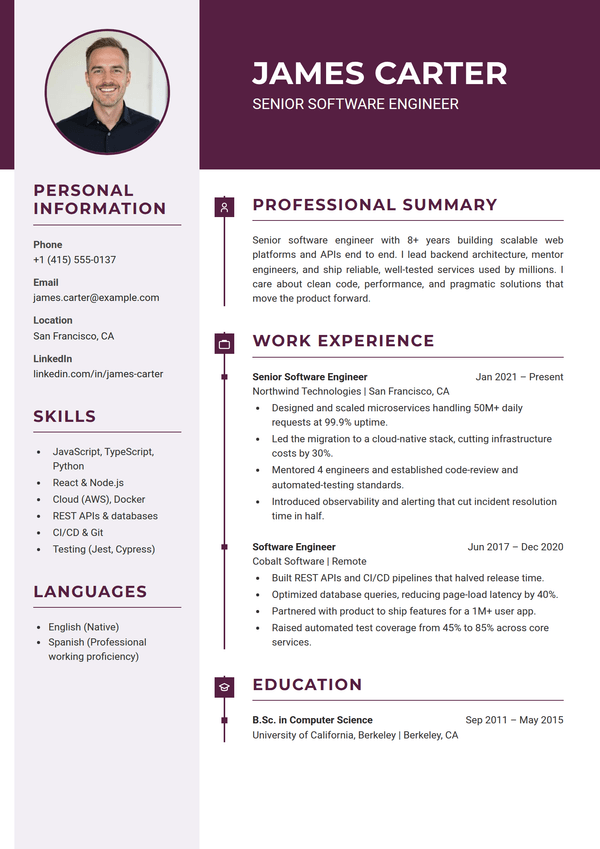 Plum — CV template