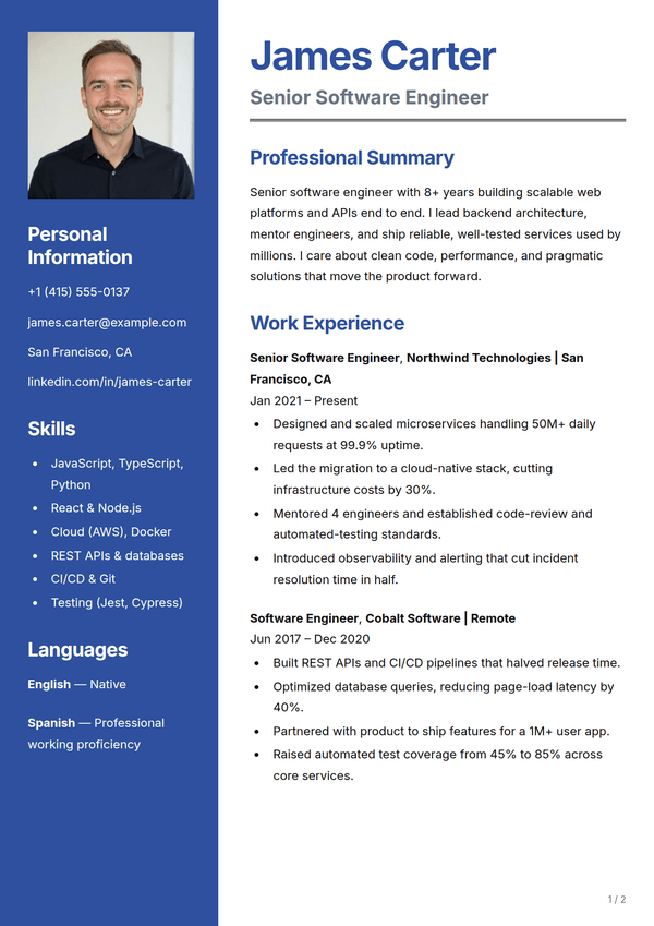 Sapphire — CV template