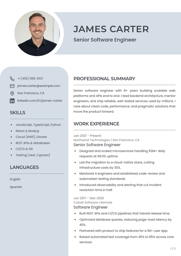Serene — CV template