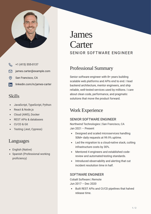 Sienna — CV template