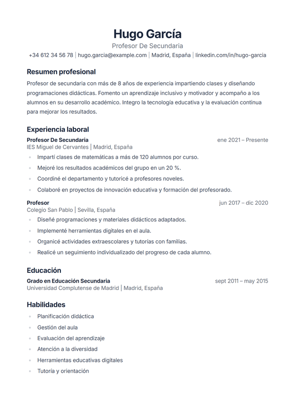 Classic — plantilla de CV