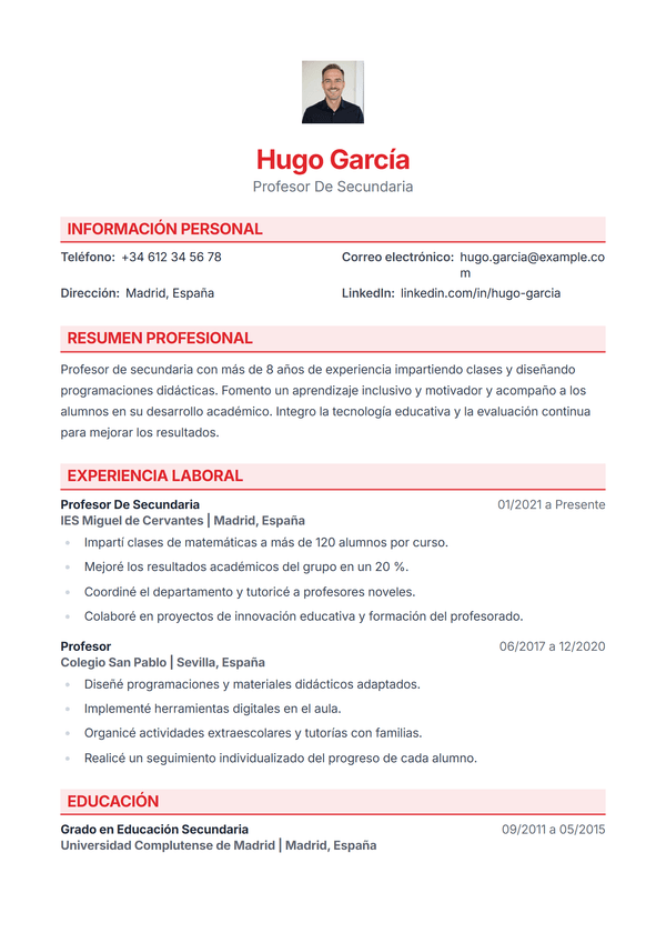 Coral — plantilla de CV