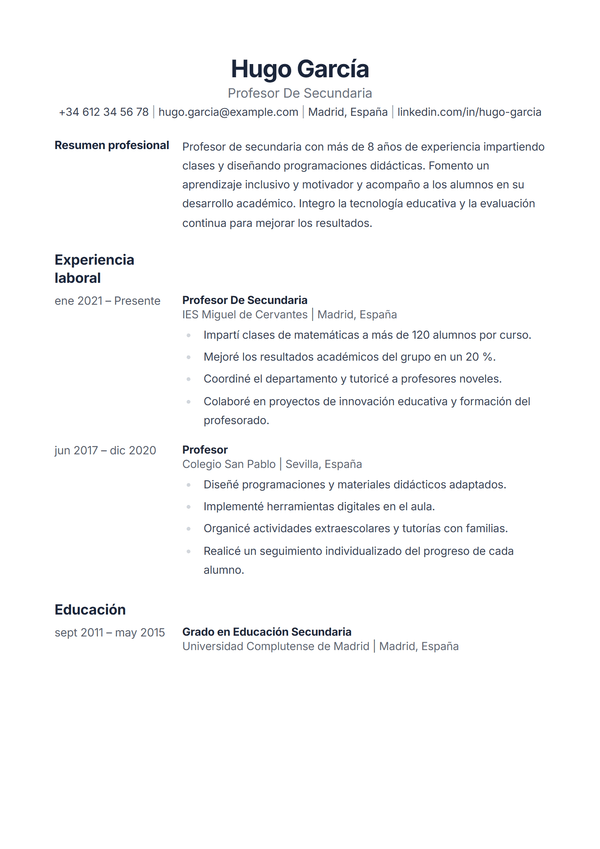 Ledger — plantilla de CV
