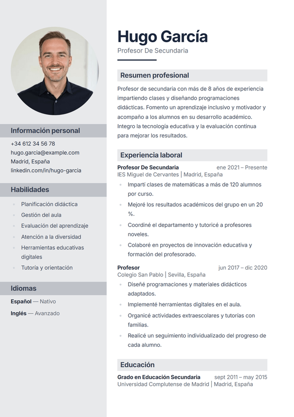 Portrait — plantilla de CV