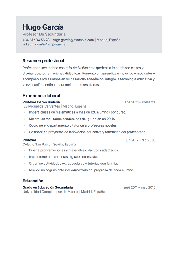 Slate — plantilla de CV