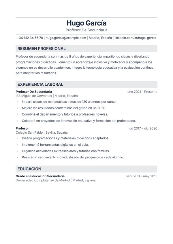 Sterling — plantilla de CV