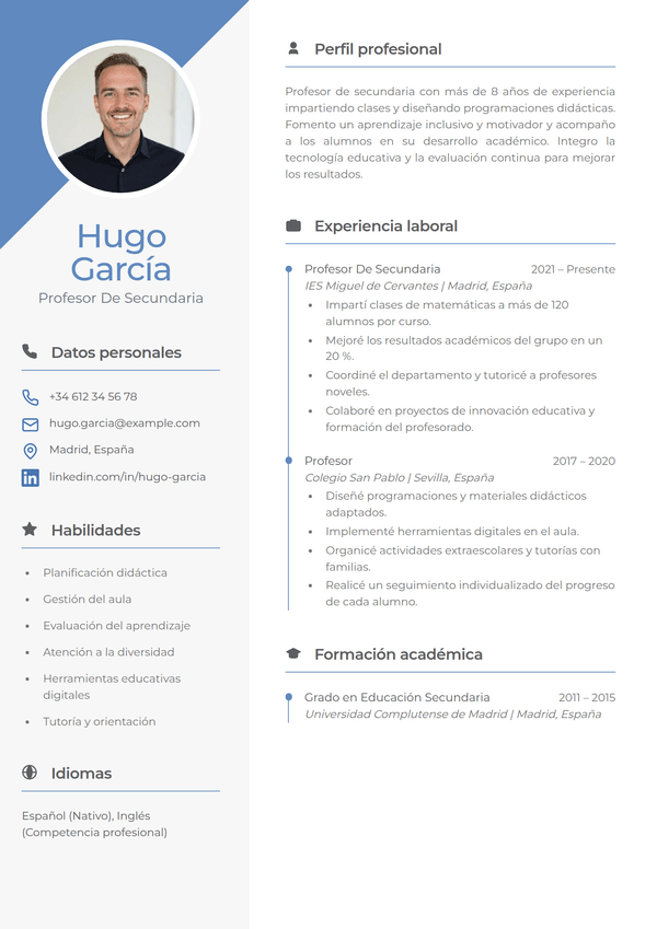 Vista — plantilla de CV