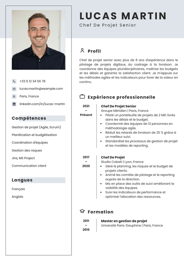 Atelier — modèle de CV