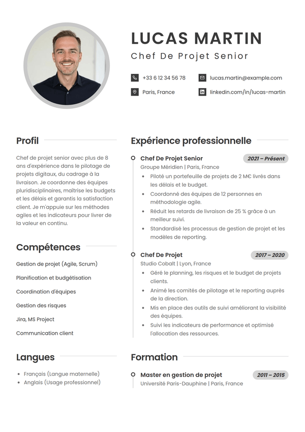 Cadence — modèle de CV