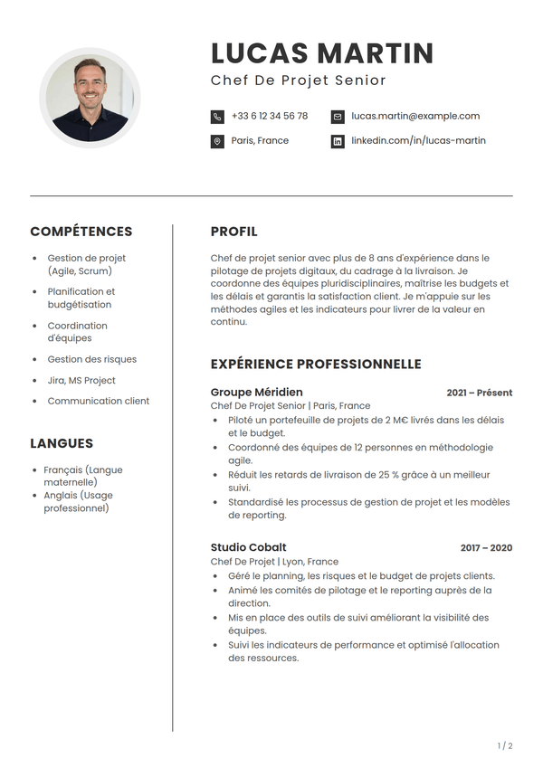 Contour — modèle de CV