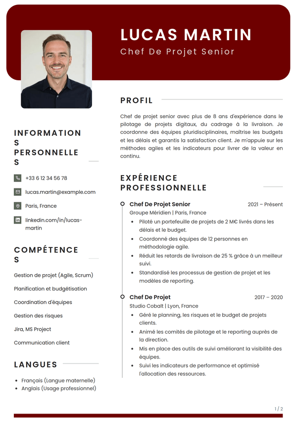 Crimson — modèle de CV