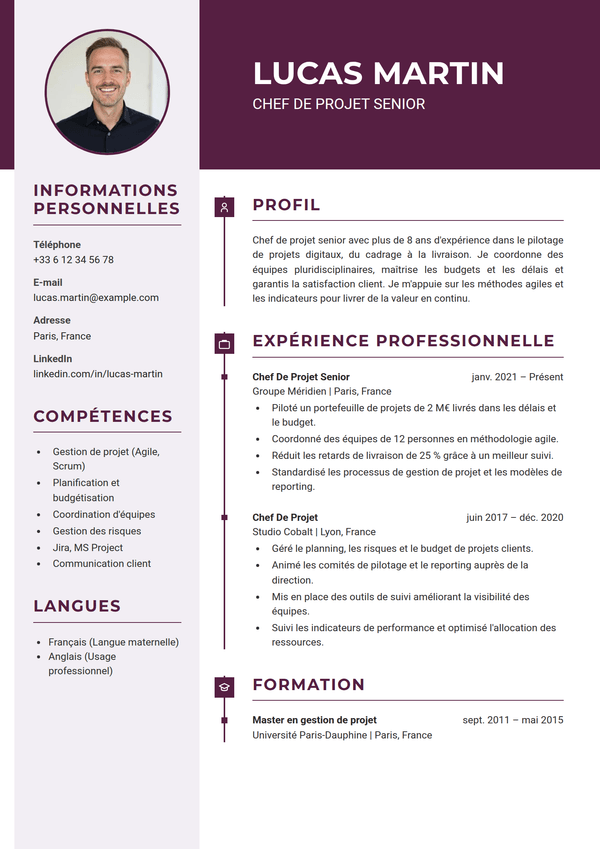 Plum — modèle de CV