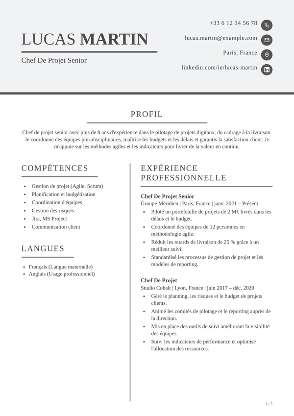 Quill — modèle de CV