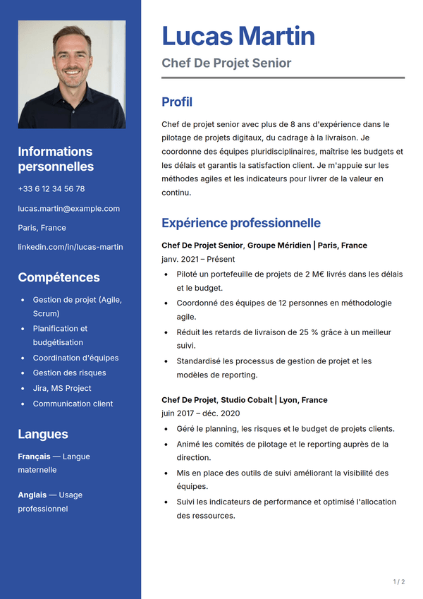 Sapphire — modèle de CV