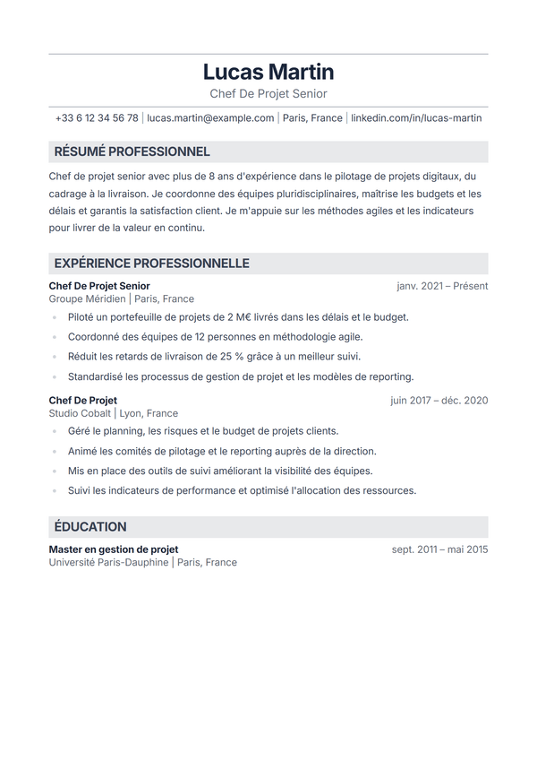 Sterling — modèle de CV