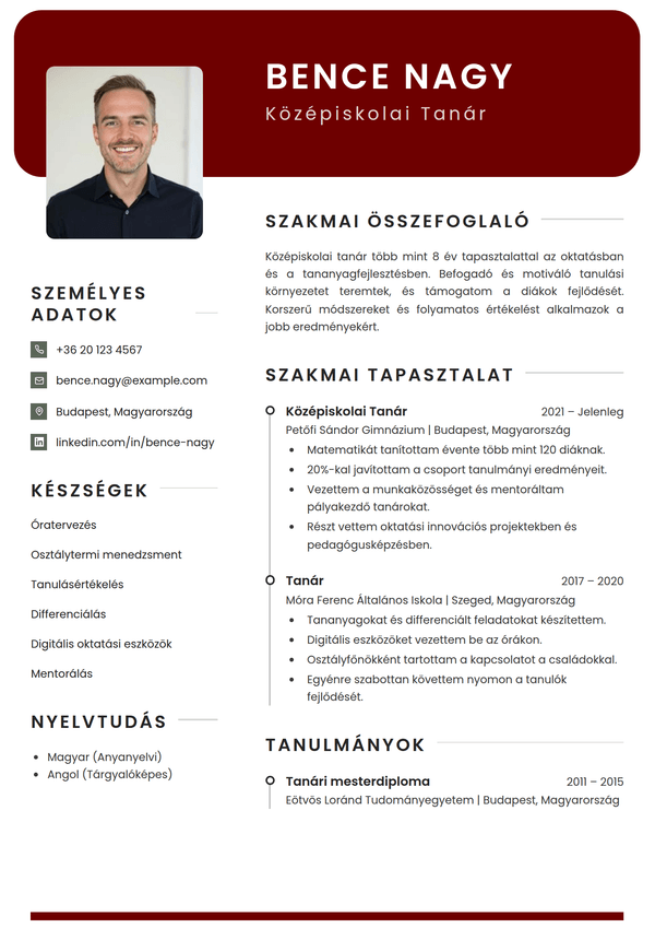 Crimson — önéletrajz sablon