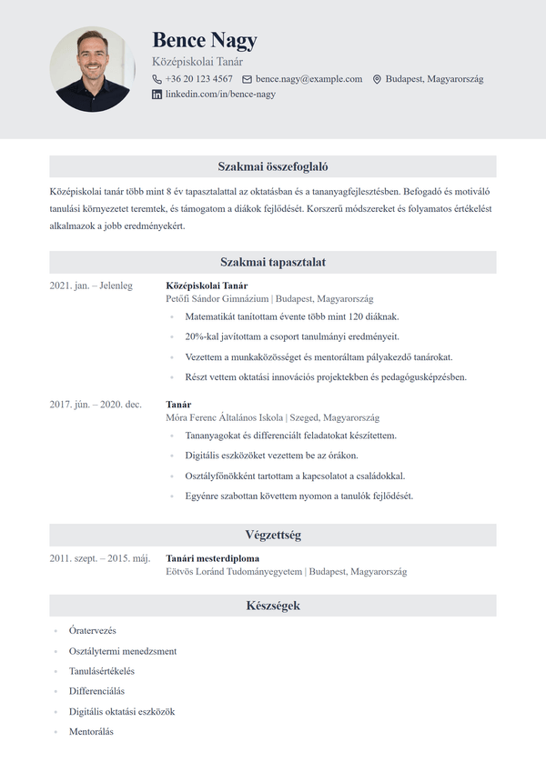 Heritage — önéletrajz sablon