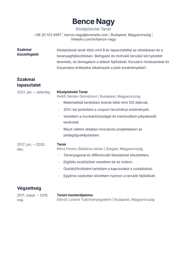 Ledger — önéletrajz sablon