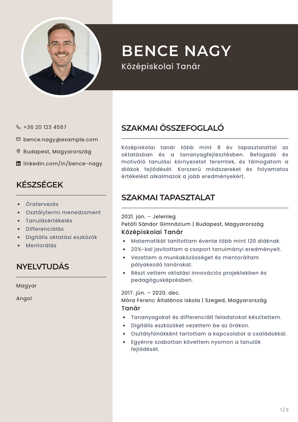 Mocha — önéletrajz sablon