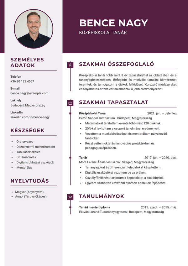Plum — önéletrajz sablon