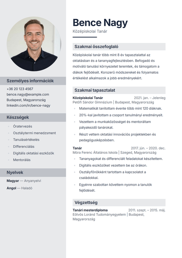 Portrait — önéletrajz sablon