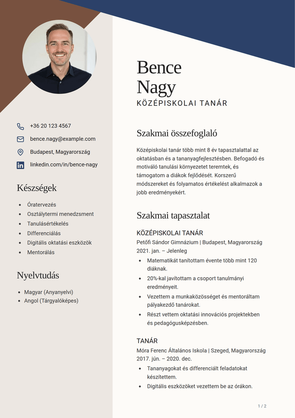 Sienna — önéletrajz sablon