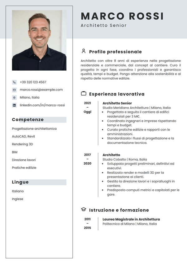 Atelier — modello di CV