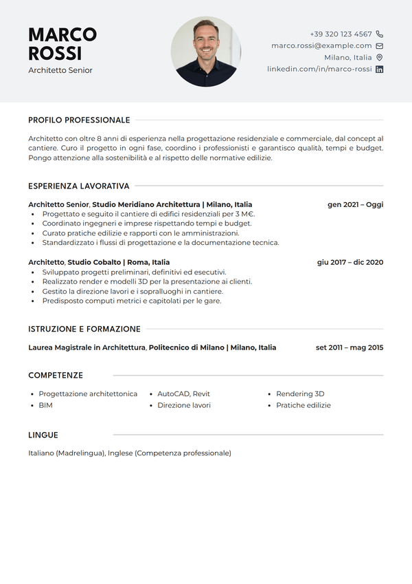 Clarity — modello di CV