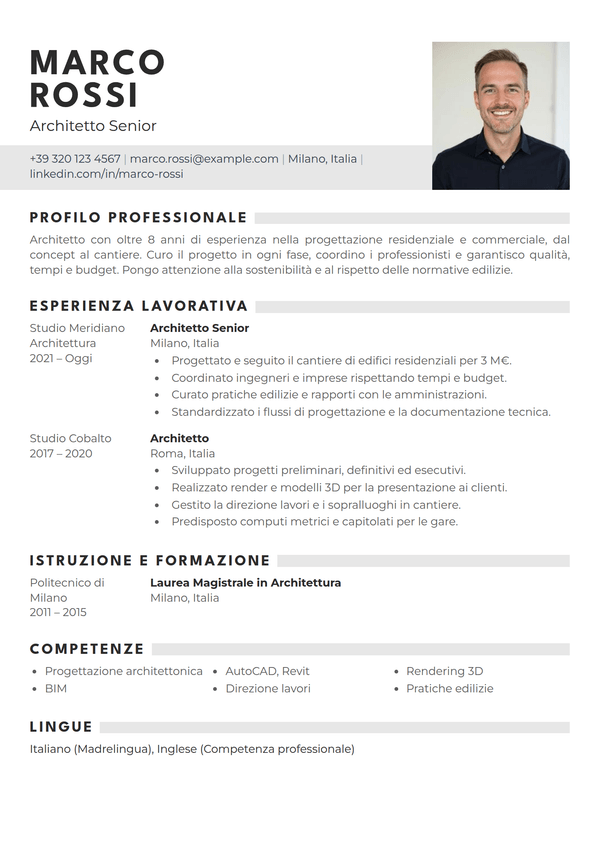 Graphite — modello di CV