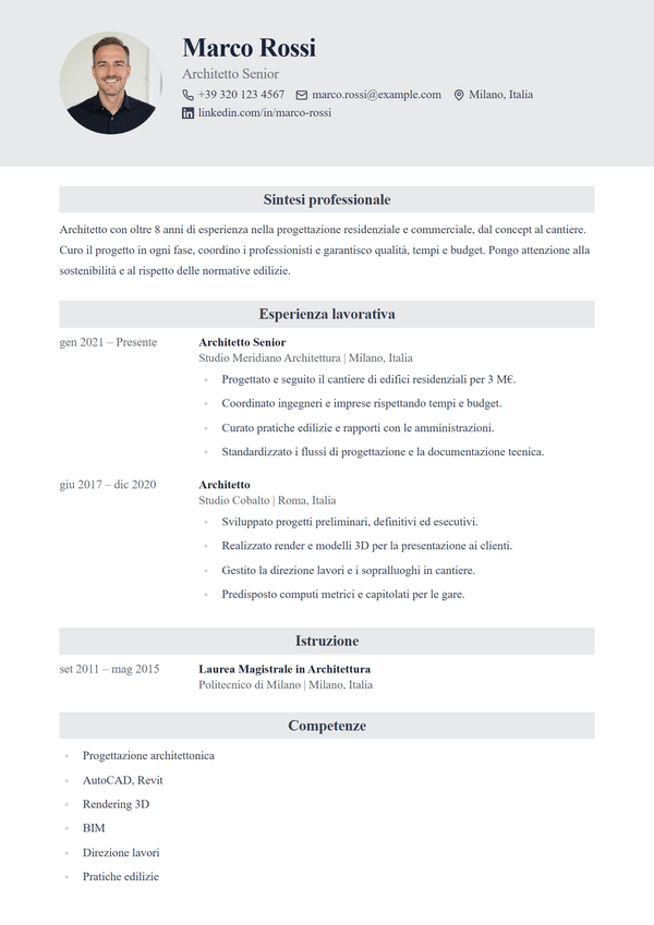 Heritage — modello di CV