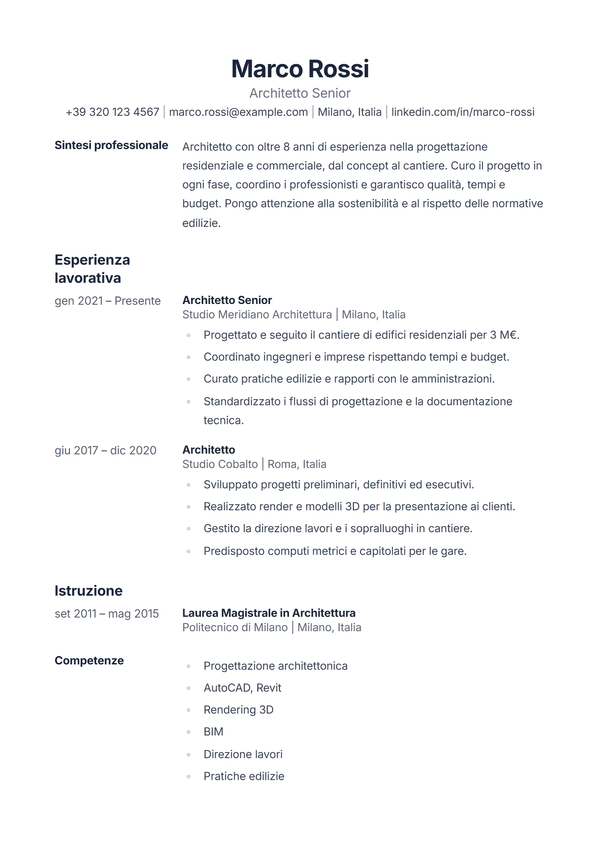 Ledger — modello di CV
