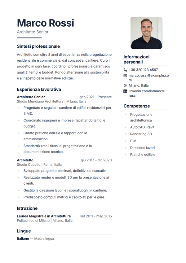 Meridian — modello di CV