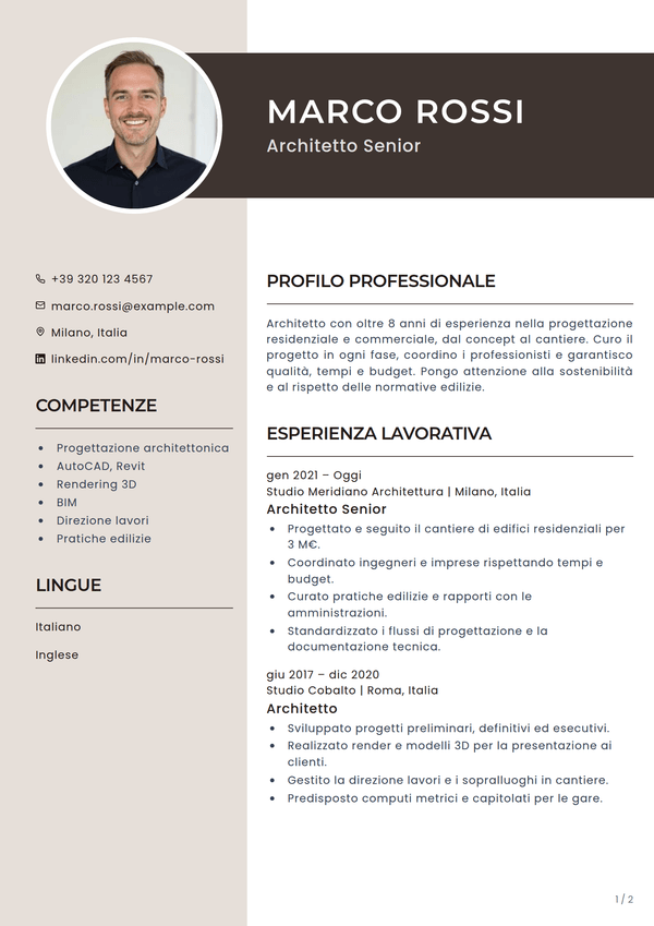 Mocha — modello di CV