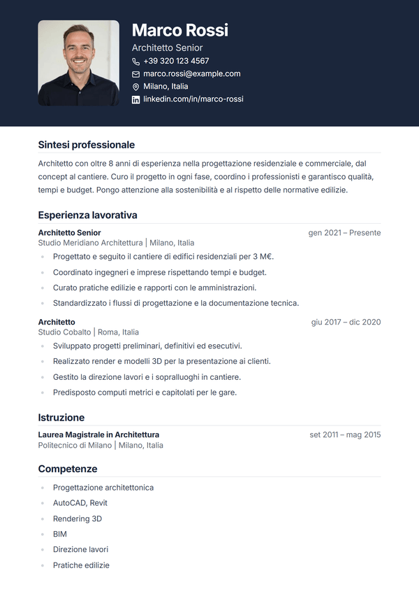 Onyx — modello di CV
