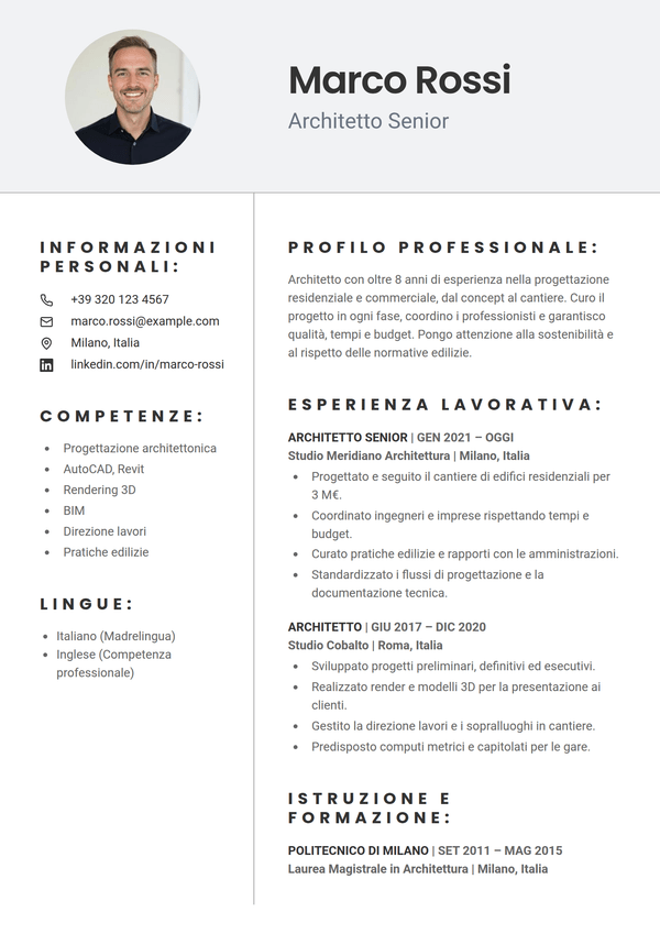 Pewter — modello di CV
