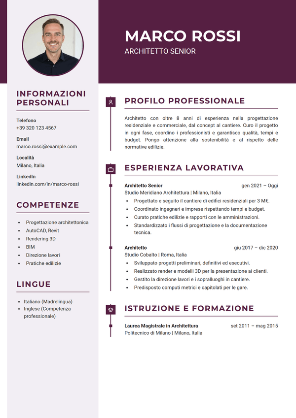 Plum — modello di CV