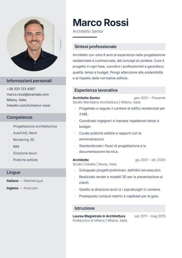 Portrait — modello di CV