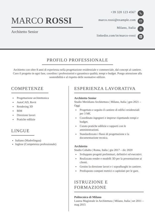 Quill — modello di CV
